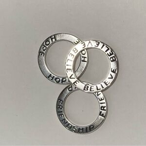 Silpada 3 circular Sterling Silver pendants Hope Believe Friendship